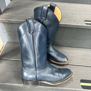 LARADO NAVY LEATHER WESTERN COWBOY BOOTS SIZE 5.5